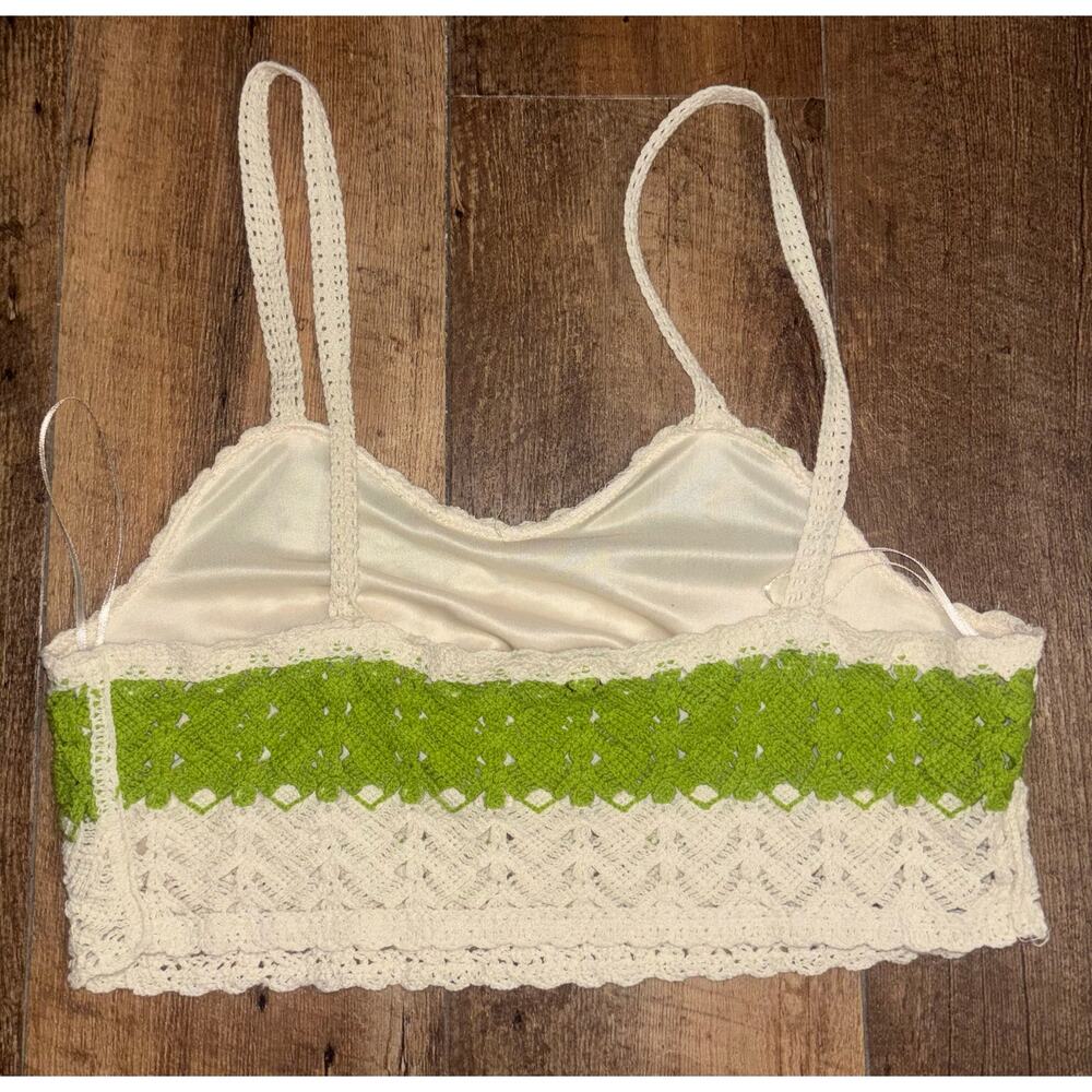 Rebellion Again women’s Crochet Knit Cropped Tank And Shorts Outfit green (XS) - Picture 4 of 9